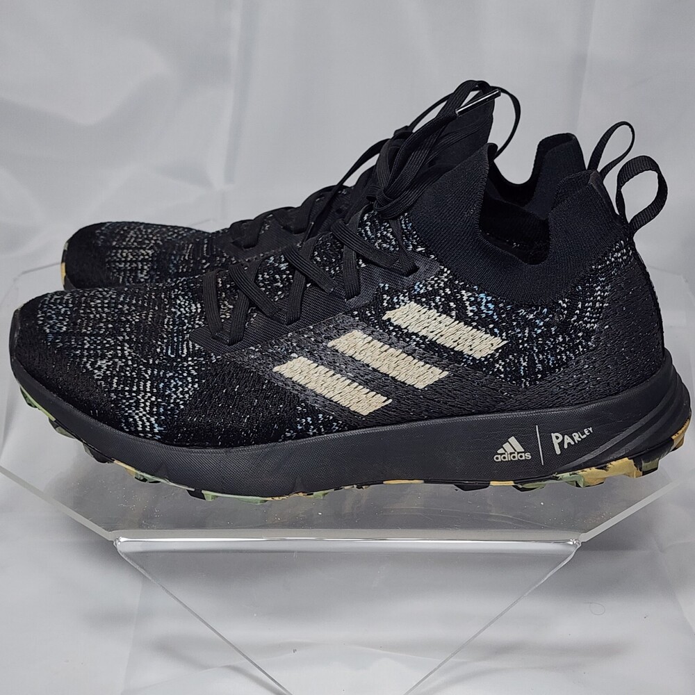 Adidas Parley x Terrex Two Black Grey Knit Sneakers Men 10 Used With Rip